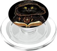 Halloween Cat Reading Preys Anatomy Spell List PopSockets PopGrip for MagSafe