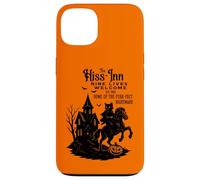 Halloween Cat Rider Design with Haunted Dark House & Pumpkin Case for iPhone 13