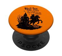 Halloween Cat Rider Design with Haunted Dark House & Pumpkin PopSockets Adhesive PopGrip