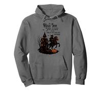 Halloween Cat Rider Design with Haunted Dark House & Pumpkin Pullover Hoodie