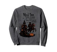 Halloween Cat Rider Design with Haunted Dark House & Pumpkin Sweatshirt