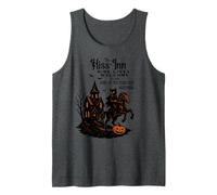 Halloween Cat Rider Design with Haunted Dark House & Pumpkin Tank Top