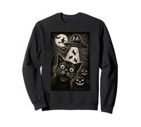 Halloween Cat Selfie Spooky Night Alien Abduction Cats UFO Sweatshirt