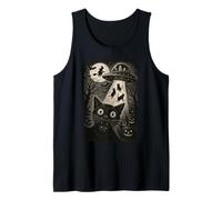Halloween Cat Selfie Spooky Night Alien Abduction Cats UFO Tank Top