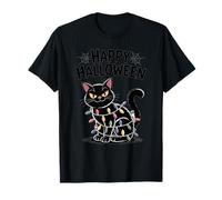 Halloween Cat Shirt Funny Kitty Wrapped in Lights T-Shirt