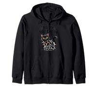 Halloween Cat Shirt Funny Kitty Wrapped in Lights Zip Hoodie