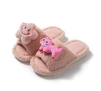 Halloween Cat Slippers Cute Halloween Embroidery Cozy Plush Shoes Open Toe Slip On Footwear Indoor(Pink,5-6)