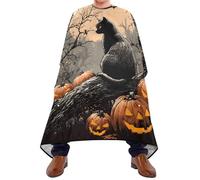 Halloween Cat Spooky Pumpkins Women Men Hair Cutting Apron With Hook Closure Hairdressing Cape Lightweight Hair Cutting Gown For Barber Accessories Salon Accessories Hairstylists 168X140Cm