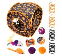 Halloween Cat Toys - Cube Catnip Pumpkin, Interactive Kitten Play Set | Peekaboo and Search Enrichment, Hunting Game, Plush Puzzle Toy for Indoor Cats, Play Energy - Release Energy