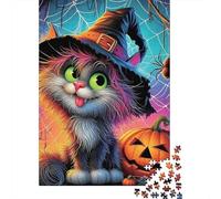 Halloween Cat Witch 1000 Pc Recycled Paper Puzzle Stressful Workers Anxiety Relief Cognitive Training Home Leisure 70x50cm/1000pcs