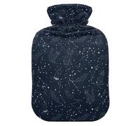 Halloween Cat Witch Blue Hot Water Bottle with Cover for Pain Relief Heating Bag for Headaches, 1L