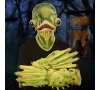 Halloween Catfish Green Fish Headgear Cosplay Set Latex Headgear Bar Party Spoof Trick * 1 Set Halloween Costumes Funny(AS SHOW5,One Size)
