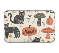 Halloween Cats Pumpkins Mushrooms Bold Linework Summer outdoor cooling mat for dogs Self Cooling blanket for dogs for kittens cozy sleeping cat essentials manta fria para perros M