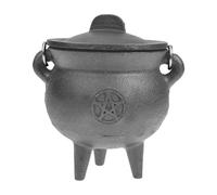 Halloween Cauldron - Black Witch Cauldron with Lid and Handle, Decorative Candy Bucket, Scary Party Container, Festive Sweet or Treat Bowl | Table Decoration for Halloween Event