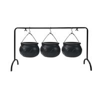 Halloween Cauldron Bowl,Candy Holder Small Witches Cauldron - Candy Servers Black Pots, Home Decor, 3 Cauldrons on Rack, Halloween Decorations Party Supplies