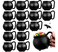 Halloween Cauldron Centrepiece Decoration,Witch Bucket for Party Table | Black Plastic,Perfect for Candy,Flowers,Favors,Mantel Shelf,Outdoor Yard,DIY Craft Supplies,Spooky Décor