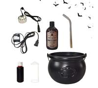 Halloween Cauldron - Halloween Cauldron Potion | Mist Maker Fogger With Black Witch Bowl | Floating Potion Bottles And Diffuser | Festive Spooky Prop For Kitchen Yard Garden Mantel Indoor Room