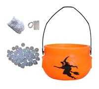 Halloween Cauldron - PVC Halloween Witch Cauldron |,Witch Pot Candy Holder | 14.5 x 10cm Candy Holder with Clear Ball Decoration for Witch Party