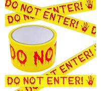 Halloween Caution Tapes, Halloween Hazard Warning Barrier Tape, Do Not Enter Yellow Scary Caution Tape Roll, for Spooky Parties Decor and Crime Scene Setups, Party, Door, Danger Area, Tree(4.8CM*25M）