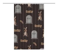 Halloween Cemetery Lucky Rabbit Feet Tile Pattern BlackDurable Heavy Duty Shower Curtain, Thick Polyester, Rustproof Grommets, Weighted Hem - Weighted Shower Curtains, Bath Curtains Shower46.85x70.87