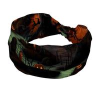 Halloween Cemetery Wide Womens Headband, Sweat Absorbing Sports Hairband, Elastic Soft Hairwrap, Yoga Headband, Fashion Hair Accessory