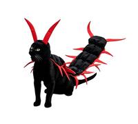 Halloween Centipede Pet Costume, Funny Scary Bug Outfit for Cats & Small Dogs, Adjustable Fancy Dress for Halloween Party Cosplay,Black Red