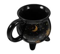 Halloween Ceramic Cauldron Mug for Coffee Lovers, Black Witchy Decor | Wide Mouth Ceramic Cup, Glossy Black Finish, Smooth Rim, for Soda Cocktails and Afternoon Tea