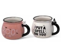 Halloween Ceramic Couldron Mugs - "Boo" & "I Put a Spell on You" - Set of 2