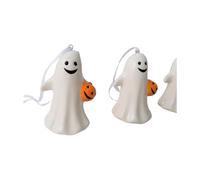 Halloween Ceramic Ghost Hanging Decoration with Pumpkin, 7cm