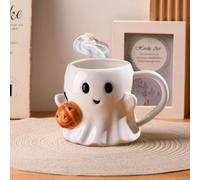 Halloween Ceramic Mug 600ml with Ghost and Pumpkin Design - Original Cute Coffee Mug for Halloween Party - Fun Gift Idea for Adults and Kids