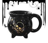 Halloween Ceramic Mug Witch Cauldron Coffee Cup Ceramic | Wide Mouth Soup Mug with Handle Heat Resistant for Halloween Party Autumn Tea Home Kitchen Cafe Desk Dorm Witchy Decor