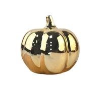 Halloween Ceramic Pumpkin Shiny Gold Bronze Orange Porcelain Décor Ideal for Home Tabletop in Thanksgiving Halloween Brings Appeal and Fascination to Holidays. My Second Christmas (Gold, 11X11X10CM)