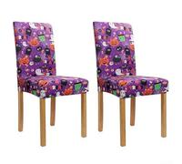 Halloween Chair Cover with Wrinkle Resistant Polyester and Stretch Spandex, Snug Fit with Elastic Hem for Chairs, Machine Washable, Stylish Spider Web Pattern for Seasonal Use