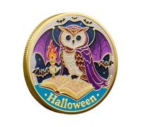 Halloween Challenge Coin, Ghost Collectible Coin, Halloween Decoration Piece for Desk, Men and Women, Enthusiasts, Study, Living Room, Bedroom, Table and Holidays