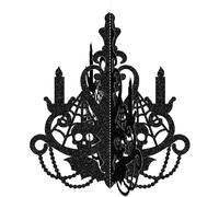 Halloween Chandelier Decoration - Gothic Skull Hanging Paper Prop with Glitter - Haunted House Ceiling Decoration for Spooky Halloween Party Supplies Indoor Outdoor
