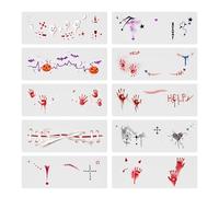Halloween Characters Stickers - Halloween Makeup With Blood Pattern | 10X Halloween Stickers For Adults, Halloween Make Up Witch Makeup Face, Arms