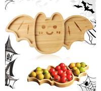 Halloween Charcuterie Board, Bat Shaped Snack Tray, 12.99x6.5x0.59 inches, Festive Cheese Platter, Portable Serving Dish, Lightweight Display Plate, Ideal for Fruits, Meats, Seafood, Crackers