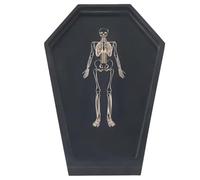 Halloween Charcuterie Board Coffin Halloween Serving Dishes with Engraved Skeleton Gothic Coffin Letter Board for Food Party