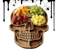 Halloween Charcuterie Board - Wooden Skull Shaped Appetizer Dish - Enigma Serving Tray for Charcuterie Cheese Fruit Halloween Christmas Wedding Restaurant