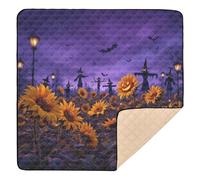 Halloween Charming Sunflower Field Large Non-Slip Baby Play Mat for Indoor Outdoor Non-Toxic Infant Play Mat for Baby Kids Toddlers Infants, 50'' x 50''
