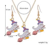 Halloween Charms for Jewellery Making Foreign Trade Cartoon Funny Earrings Earrings Necklace Set Halloween Accessories Party Decor (White, 27. 5x1. 9x1cm)