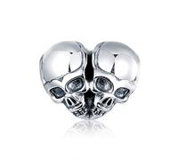 Halloween Charms for Pandora Bracelets Genuine 925 Sterling Silver Pumpkin Ribs Magic Hat Skull Charms for Women Bracelets (Double Skulls Charms)