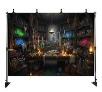 Halloween Chemistry Lab Backdrop Magic School Laboratory Potions Room Science Background Spooky Witch's Room Decorations Mad Scientist Party Photo Props LHC171 7X5FT
