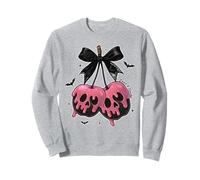 Halloween Cherries Coquette Bow Pink Kawaii Skulls Retro Sweatshirt
