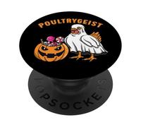 Halloween Chicken Ghost Poultrygeist Funny Pumpkin Costume PopSockets Adhesive PopGrip