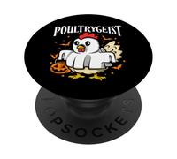 Halloween Chicken Ghost Poultrygeist Funny Pumpkin Costume PopSockets Adhesive PopGrip