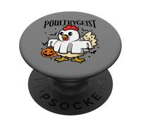 Halloween Chicken Ghost Poultrygeist Funny Pumpkin Costume PopSockets Adhesive PopGrip