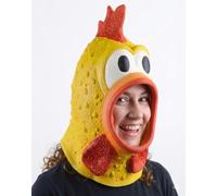 Halloween Chicken Scream Rooster Mask - Breathable, Wide Field Vision, Full Head Latex Animal Costume With Big Eyes and Open Mouth - Funny Turkey Cosplay Props
