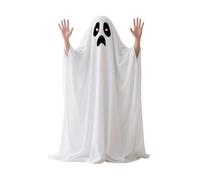 Halloween Child Ghost Costume - Trick or Treat Spooky Ghastly Halloween White Ghost Cape, Fancy Dress Cloak for Children Boy Girl Cosplay Party