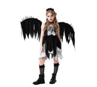 Halloween Child Girl Black Angel Short Dress Costume m824